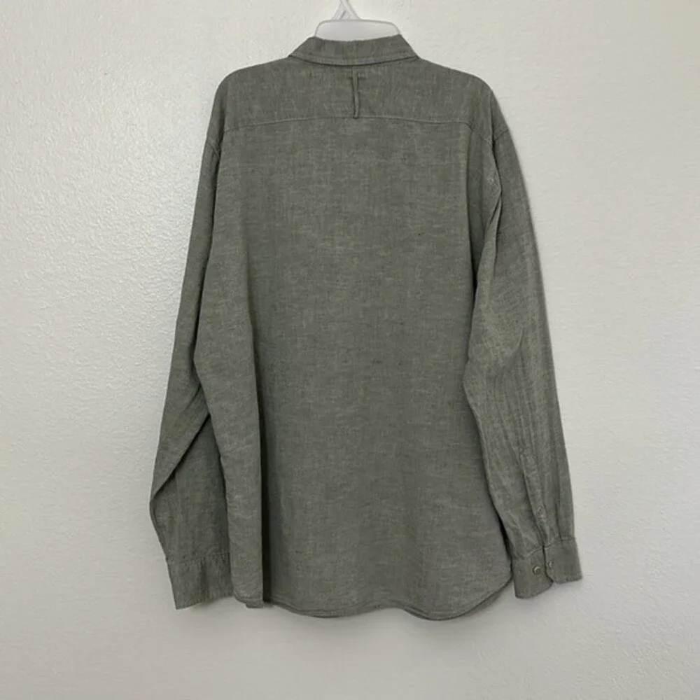 Banana Republic Mens XL(17/17.5) Linen cotton blend sage green long sleeve shirt
